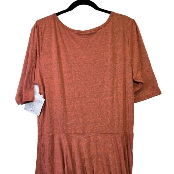 NWT LuLaRoe Nicole Dress Fit & Flare 3XL Solid Heather Red - Picture 7 of 9